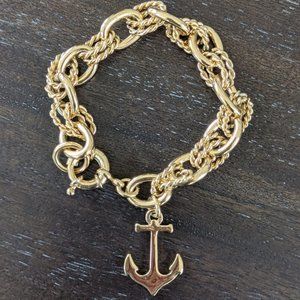 Gold Anchor Charm Bracelet